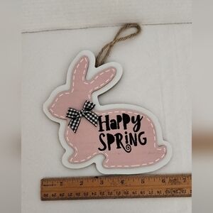 Pink Bunny Happy Spring Sign Chalk Couture